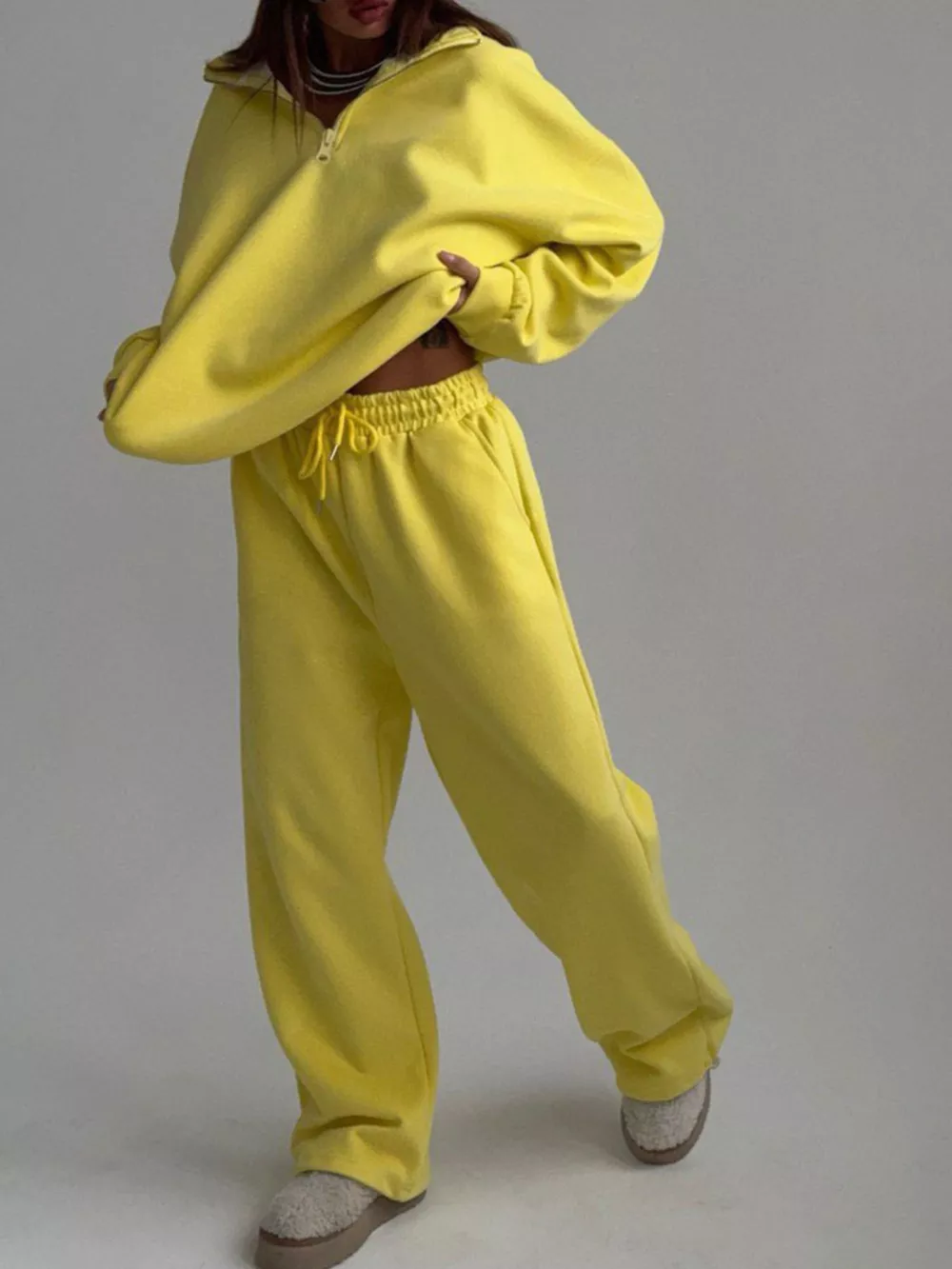 Quarter-Zip Top and Wide-Leg Sweatpants Set, image 19