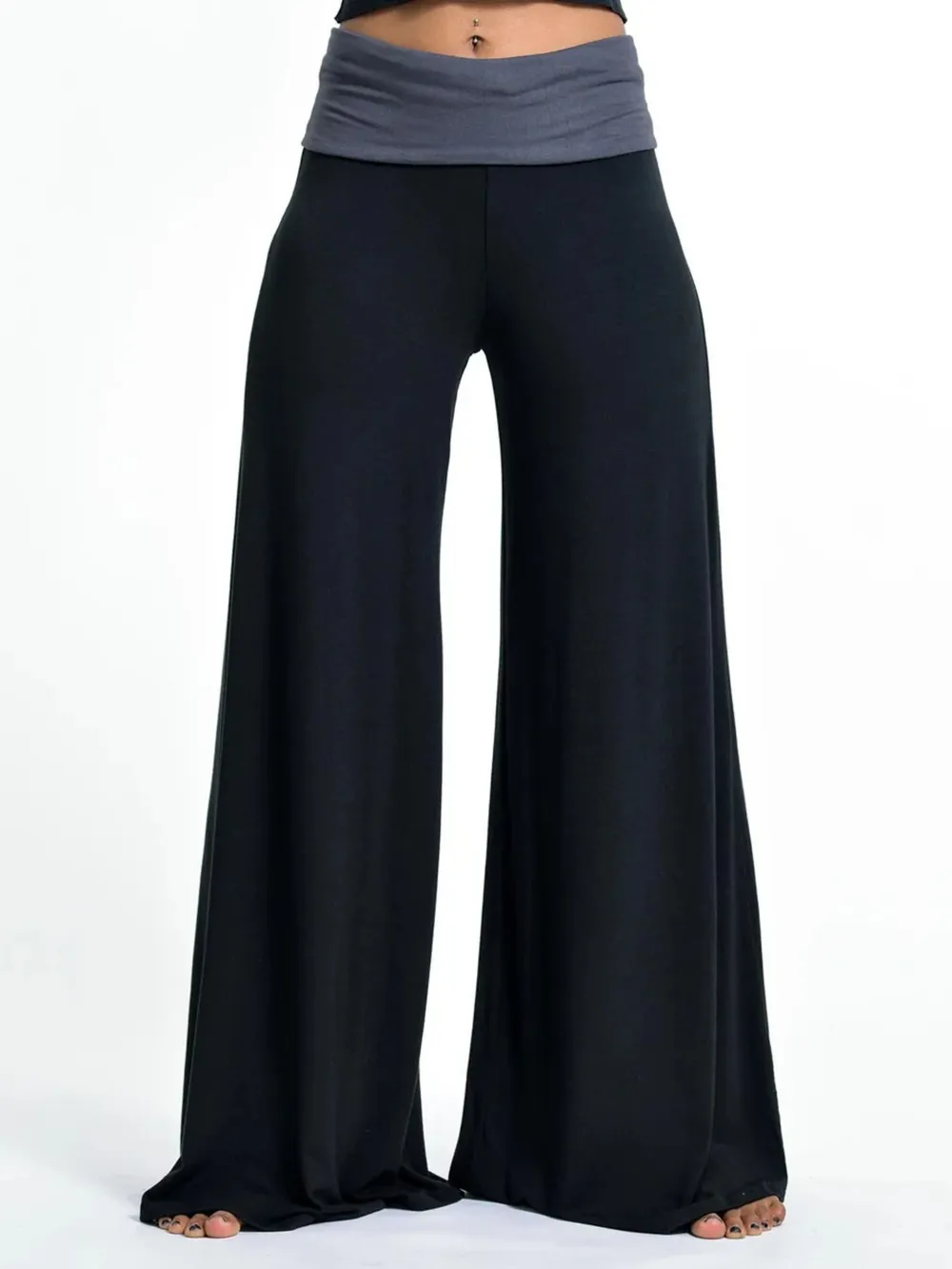 High Waisted Wide Leg Yoga Pants with Contrast Waistband, image 13