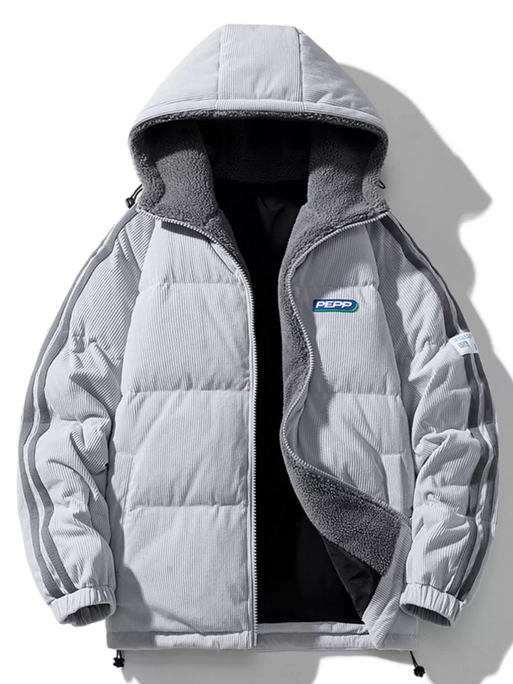 Men's Plus Size Hooded Zip Up Padded Jacket, image 5