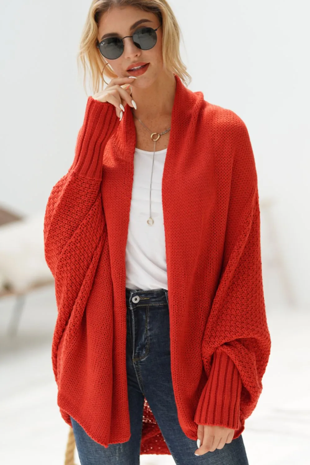 Open Front Batwing Sleeve Cardigan, image 7