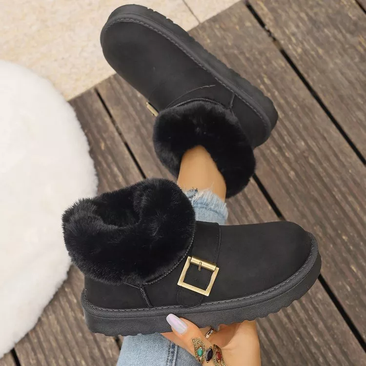 Fuzzy Trim Buckle Accent Winter Boots, image 5