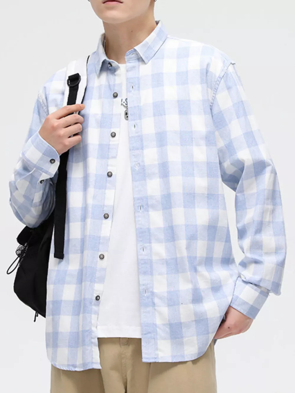 Men's Full Size Casual Plaid Button Up Shirt Plus Size, image 3