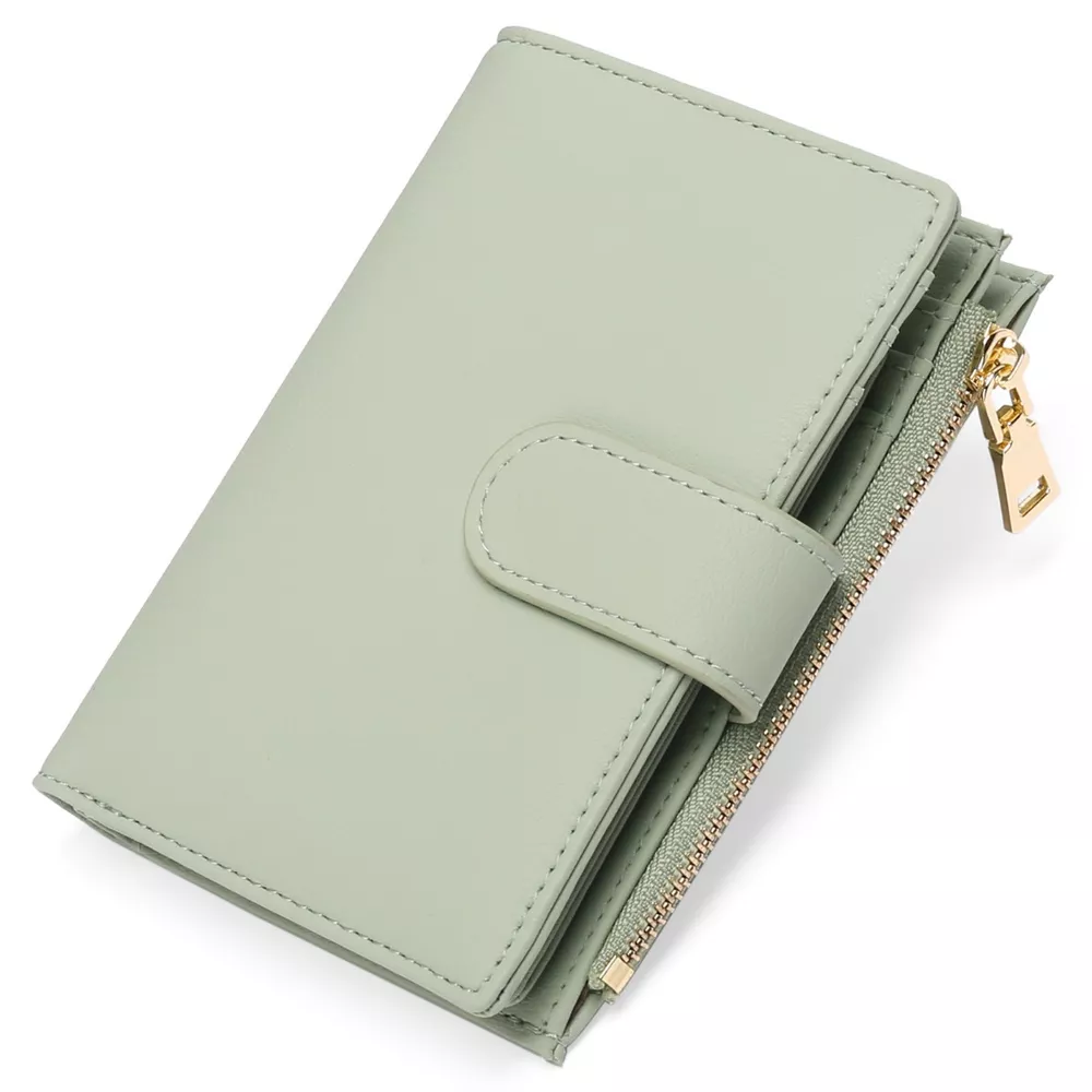 Leather Bifold Wallet with Zipper, image 2
