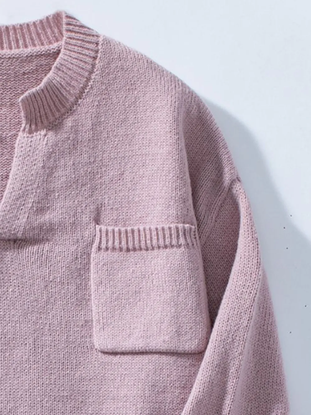 Pocketed Notched Long Sleeve Knit Top, image 8