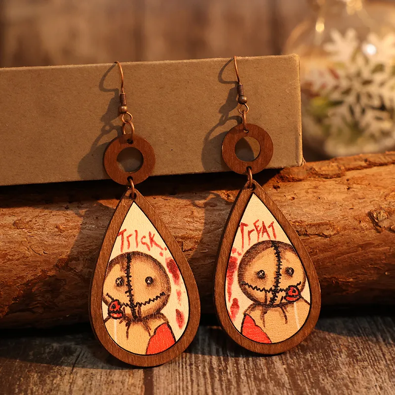 Wooden Teardrop Shape Earrings, image 3