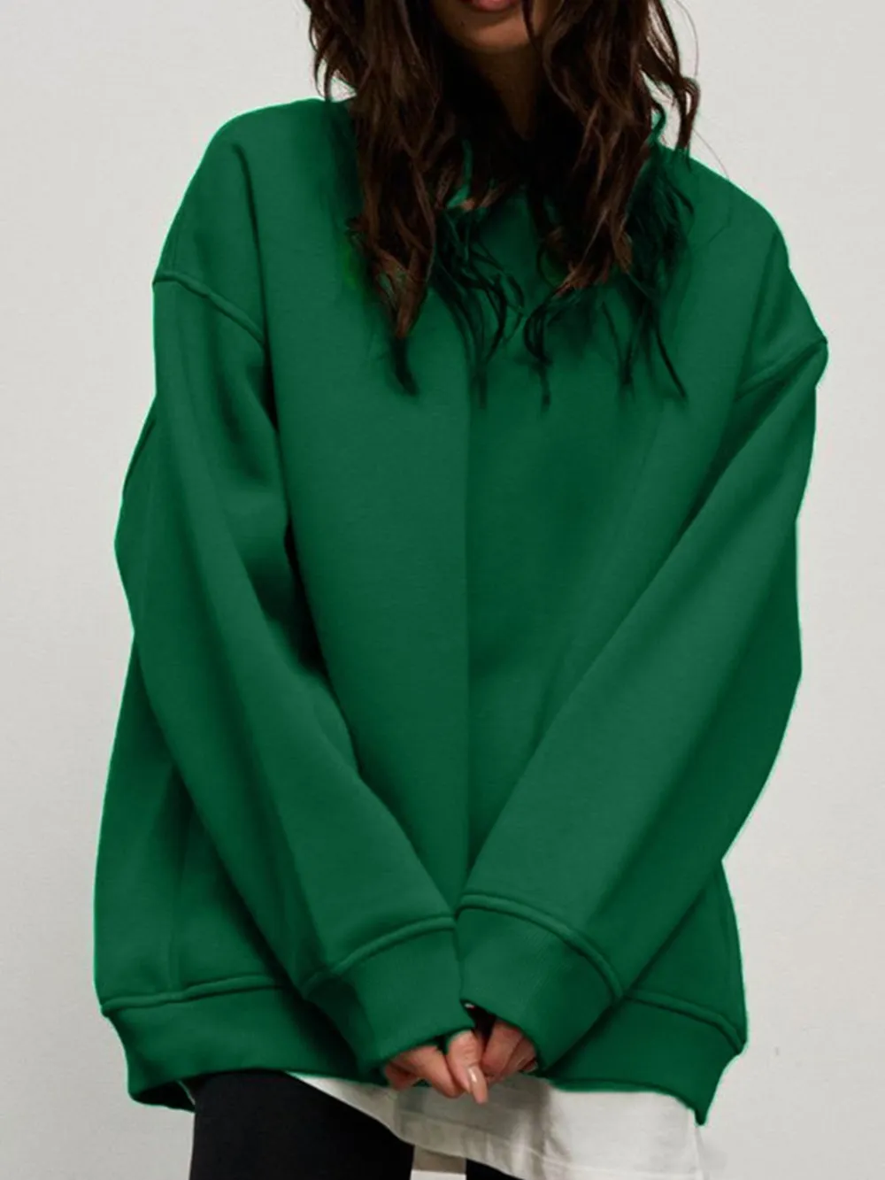 Round Neck Dropped Shoulder Long Sleeve Sweatshirt, image 26