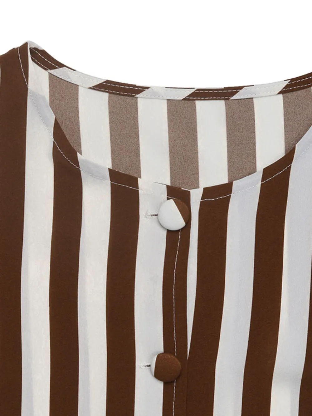Striped Round Neck Long Sleeve Blouse, image 6