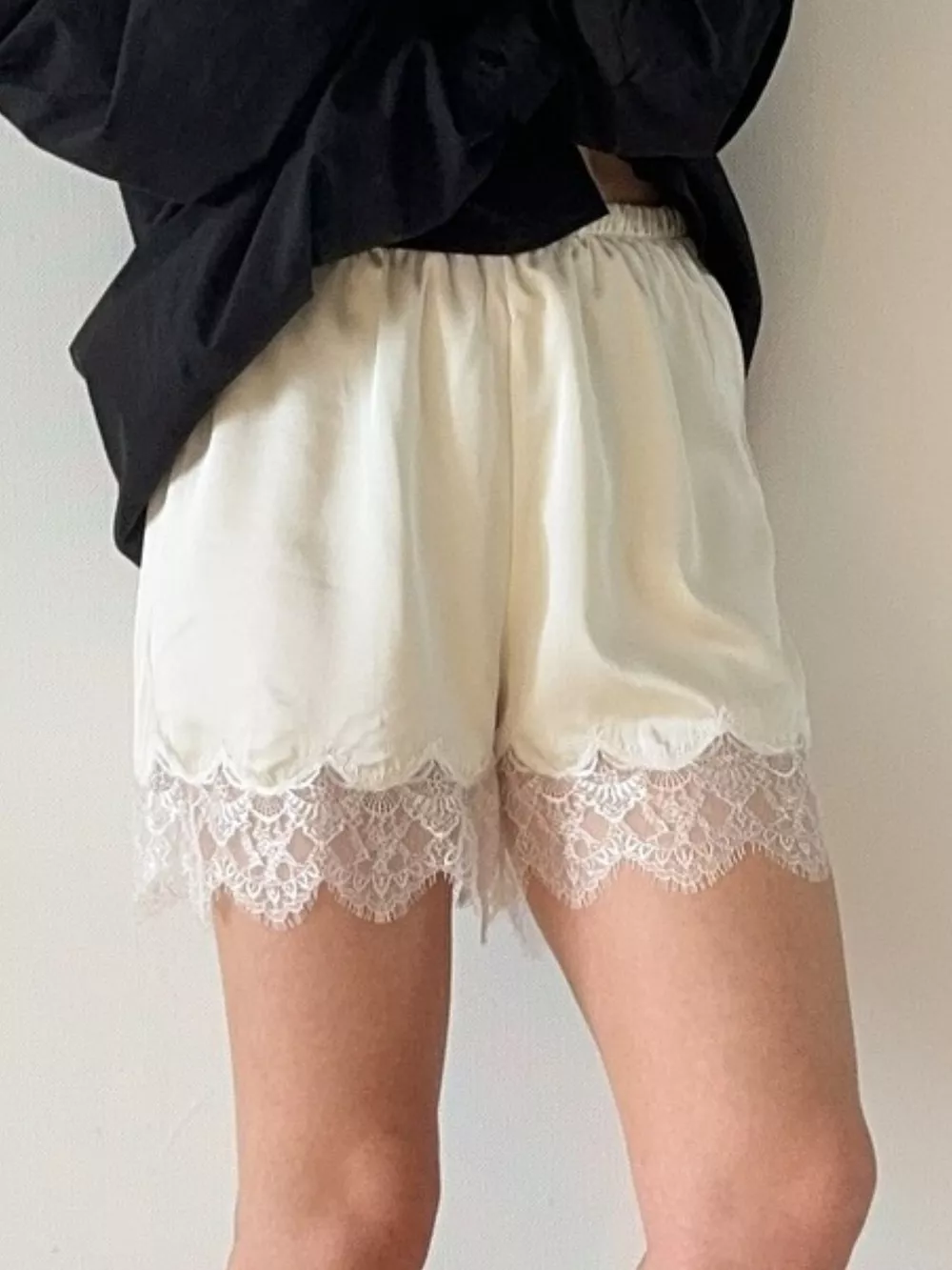 Lace Trim Elastic Waist Shorts, image 9