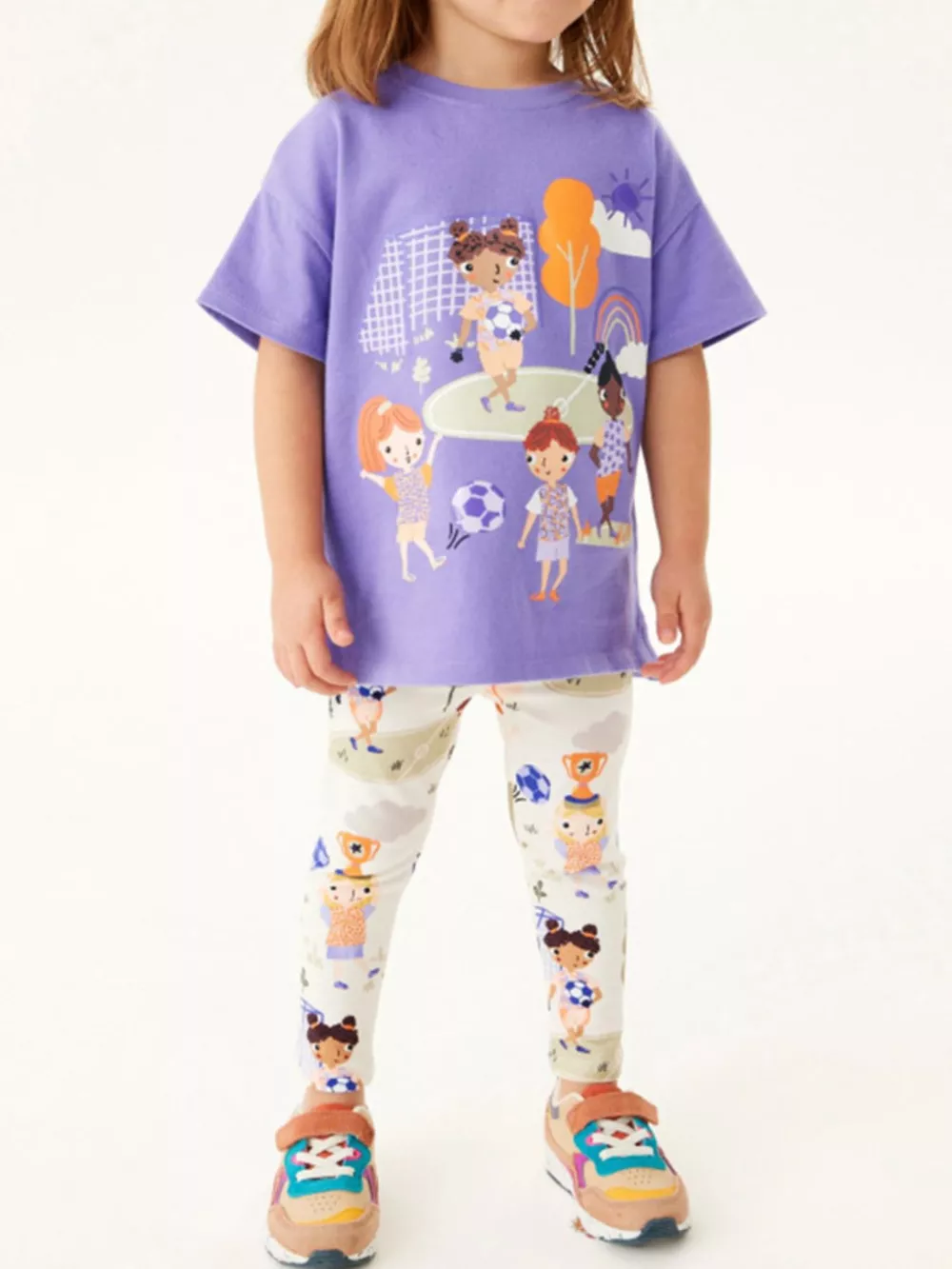 Children's Soccer Graphic Tee and Printed Leggings Set