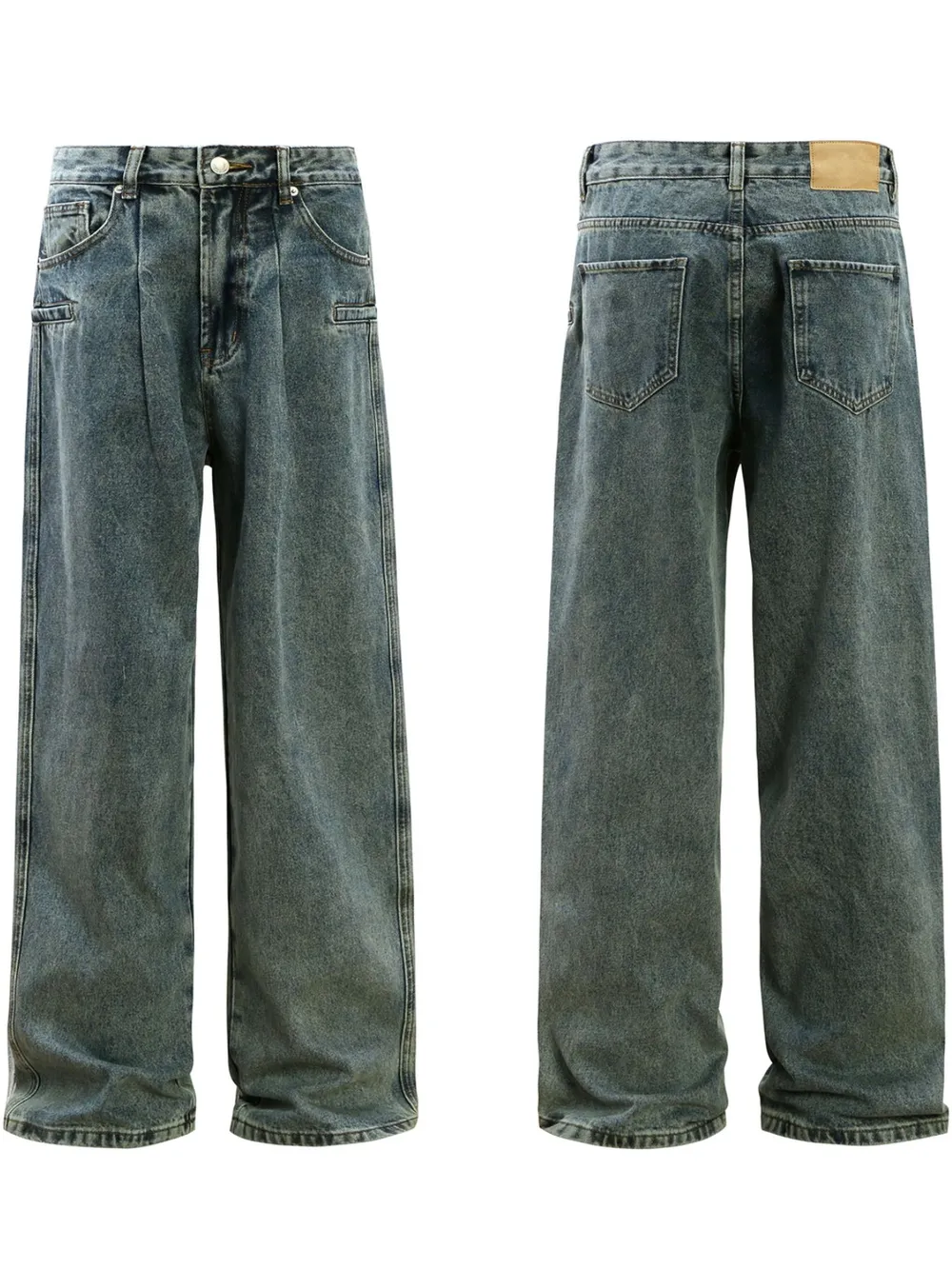 Men's Washed Wide Leg Jeans, image 3