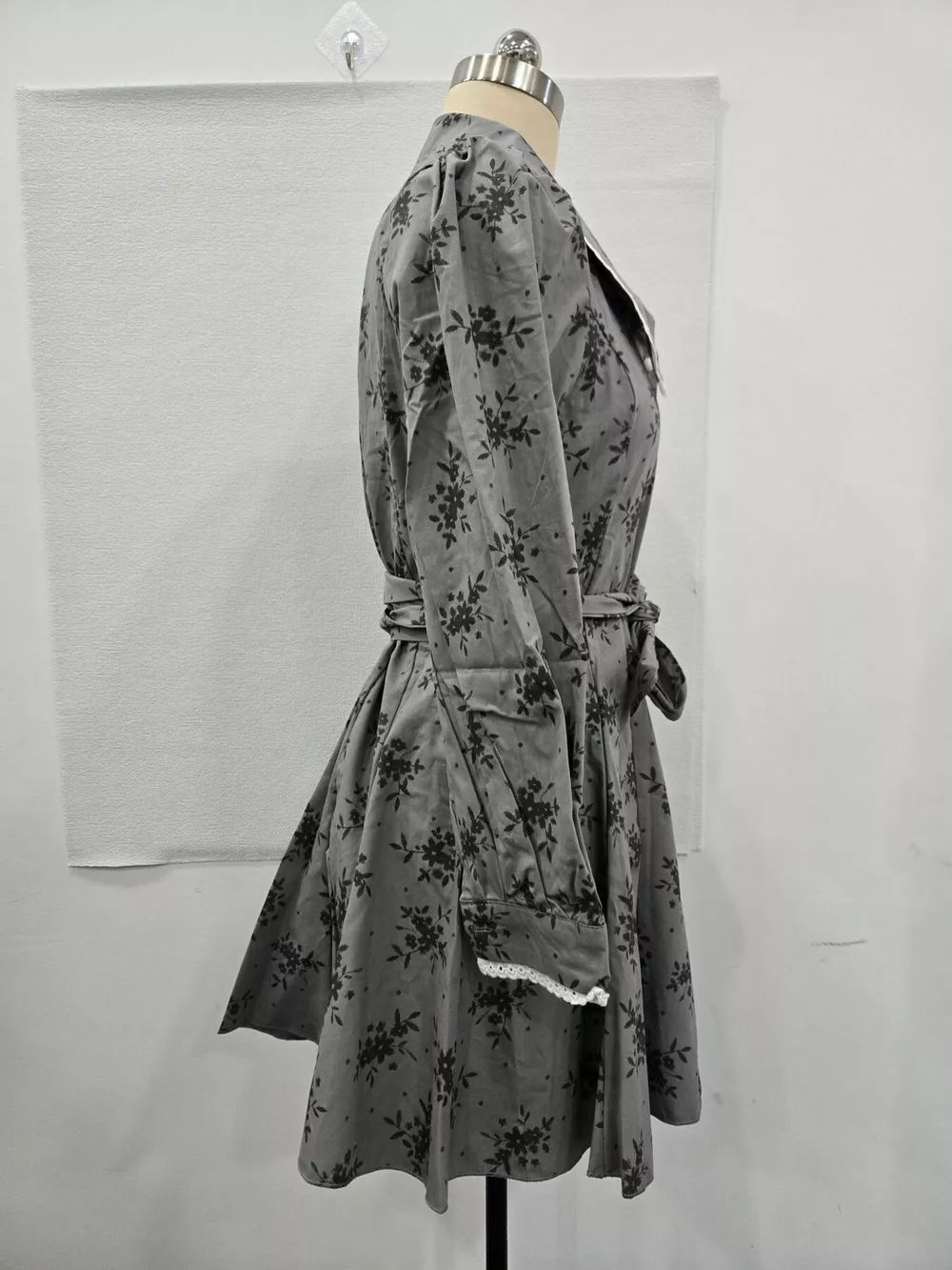 Floral Print Puff Sleeve Button-Down Mini Dress, image 6