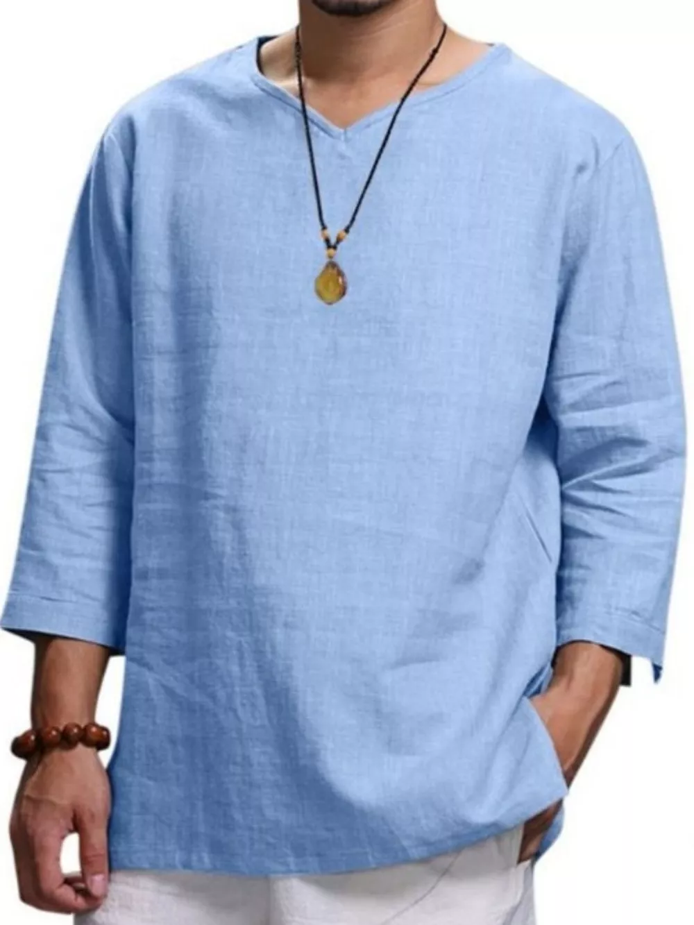 Men's Plus Size Casual Comfortable Fit 3/4 Sleeve Blouse, image 5