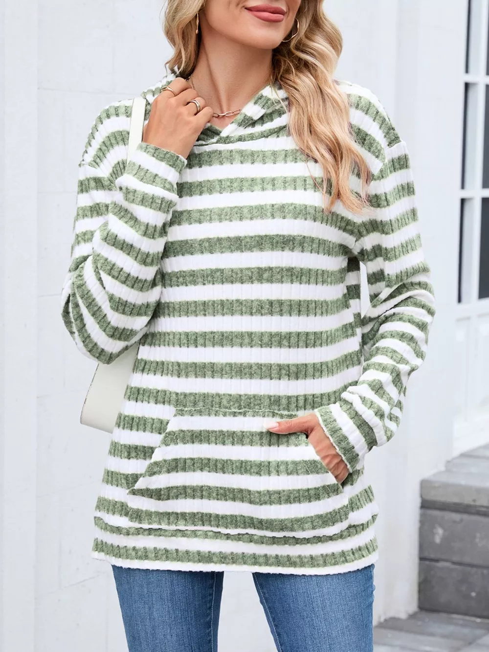 Striped Dropped Shoulder Hoodie, image 16