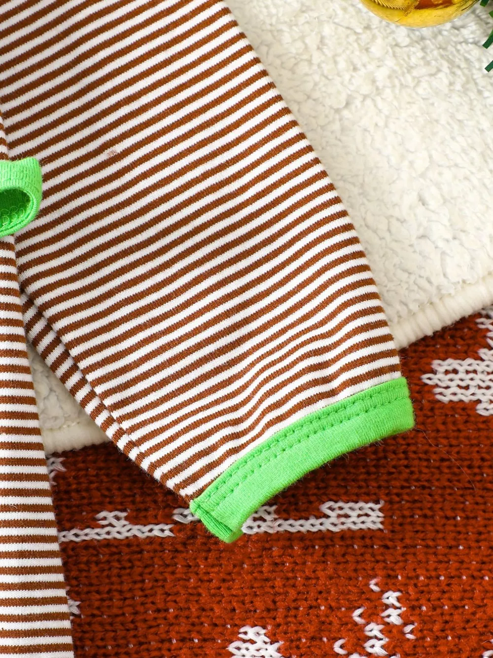 Children's Christmas-Themed Striped Snapped Legs Jumpsuit, image 19