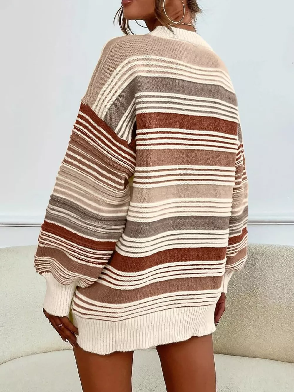 Striped Knit Long Sleeve Sweater, image 19