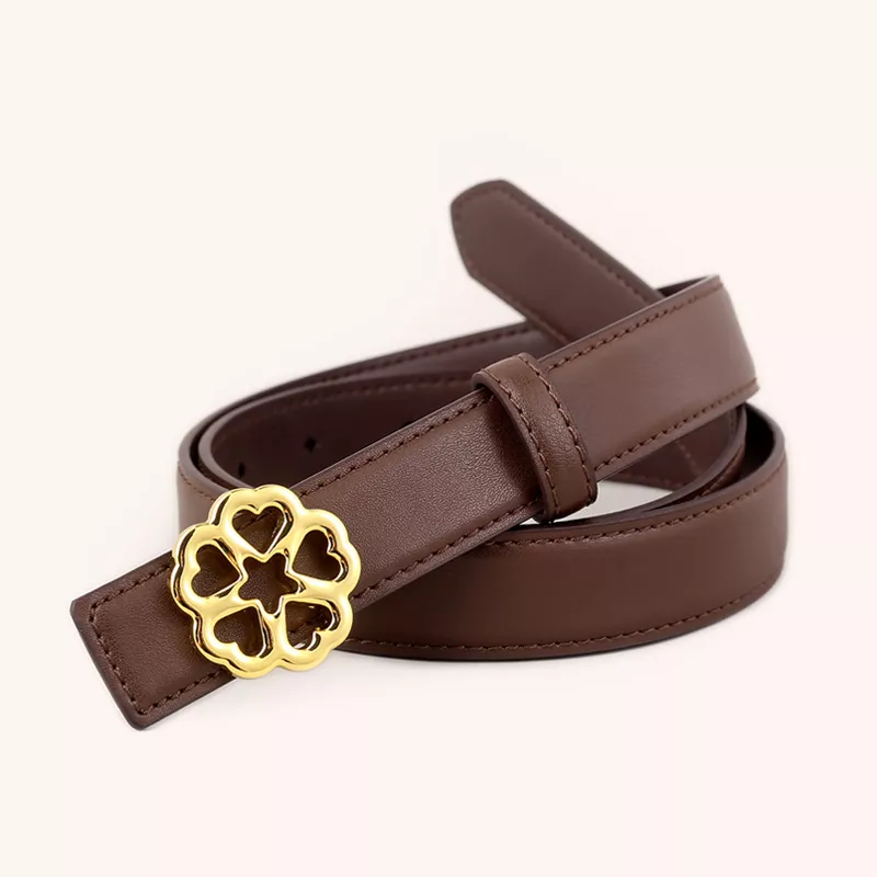 Floral Buckle Leather Belt, image 4