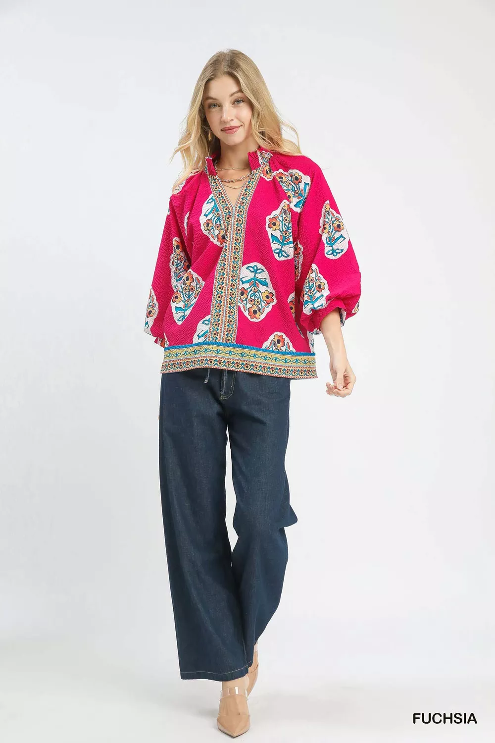 Boho Floral Print Tunic Blouse, image 2