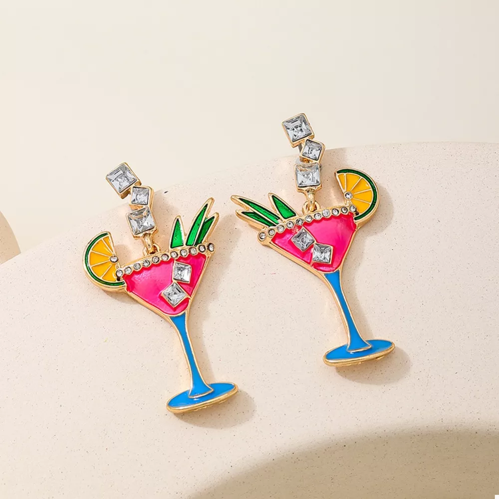 Cocktail Glass Dangle Earrings, image 4