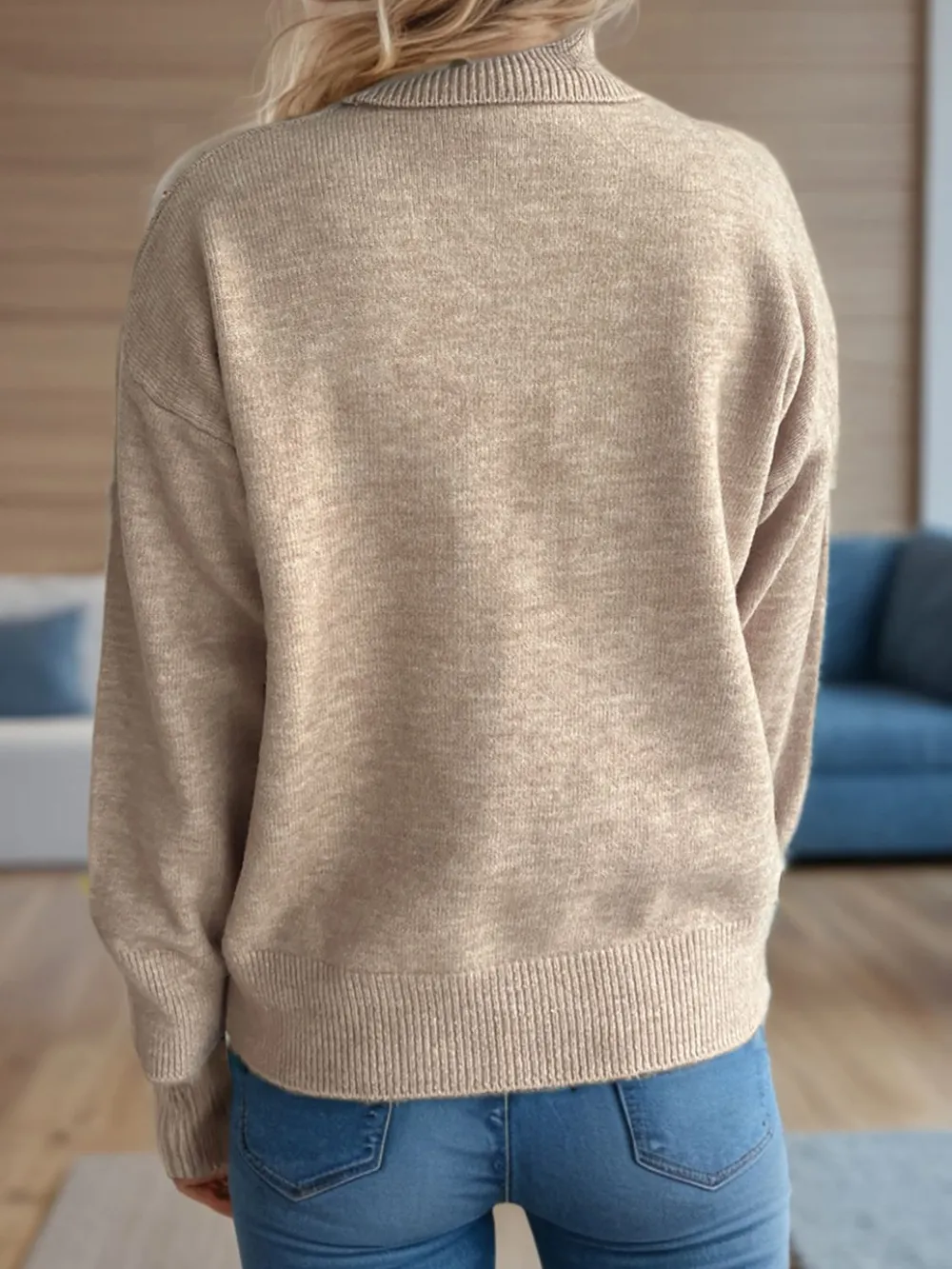 Turtleneck Dropped Shoulder Long Sleeve Sweater, image 11