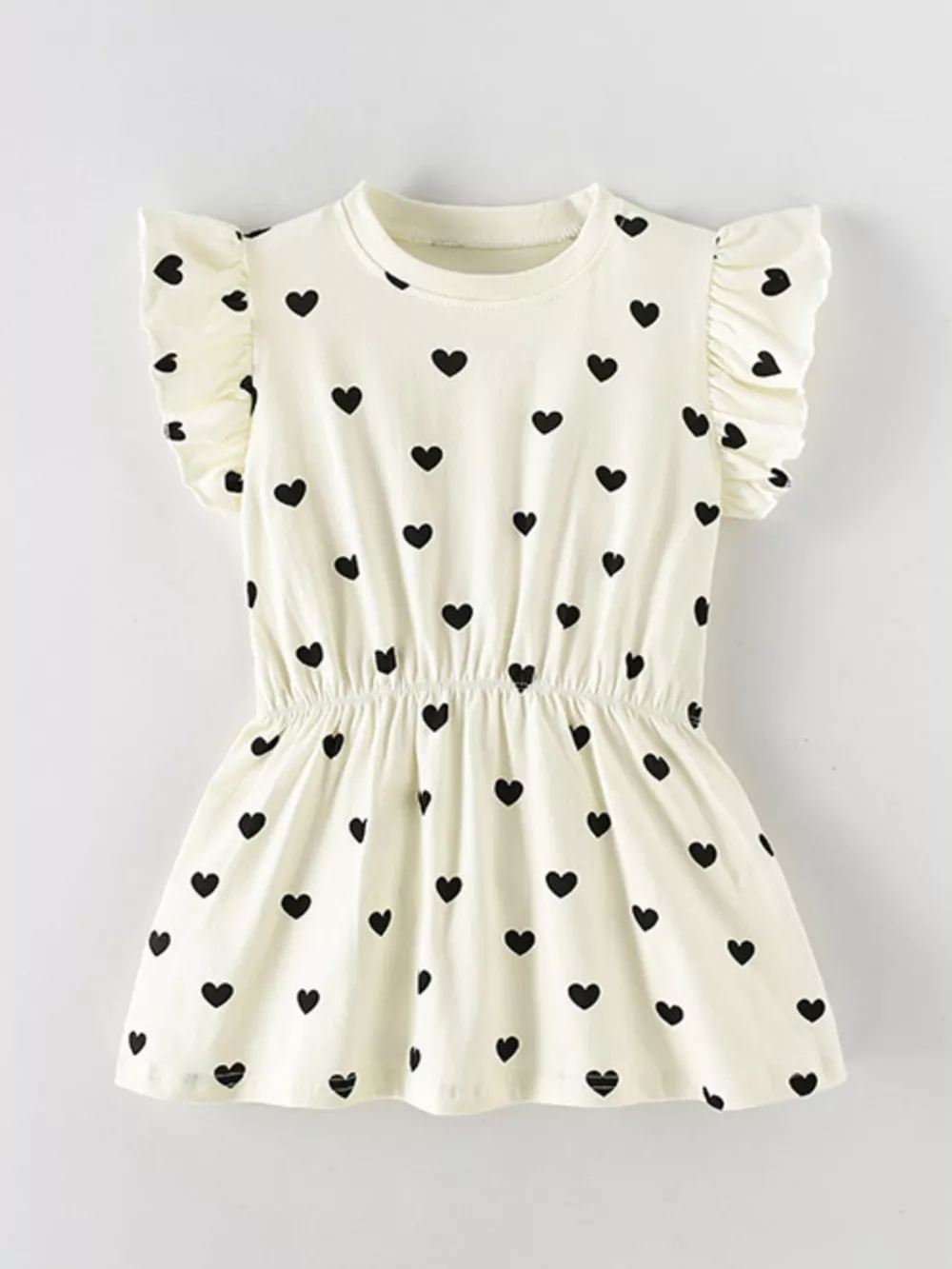 Children's Heart Print Ruffle Sleeve Dress, image 2