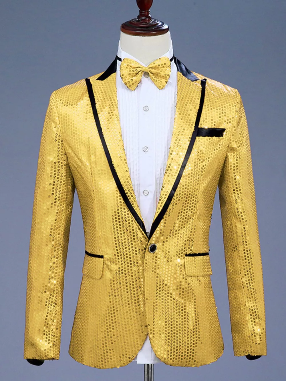 Men's Full Size Sequin One Button Long Sleeve Blazer Plus Size, image 10