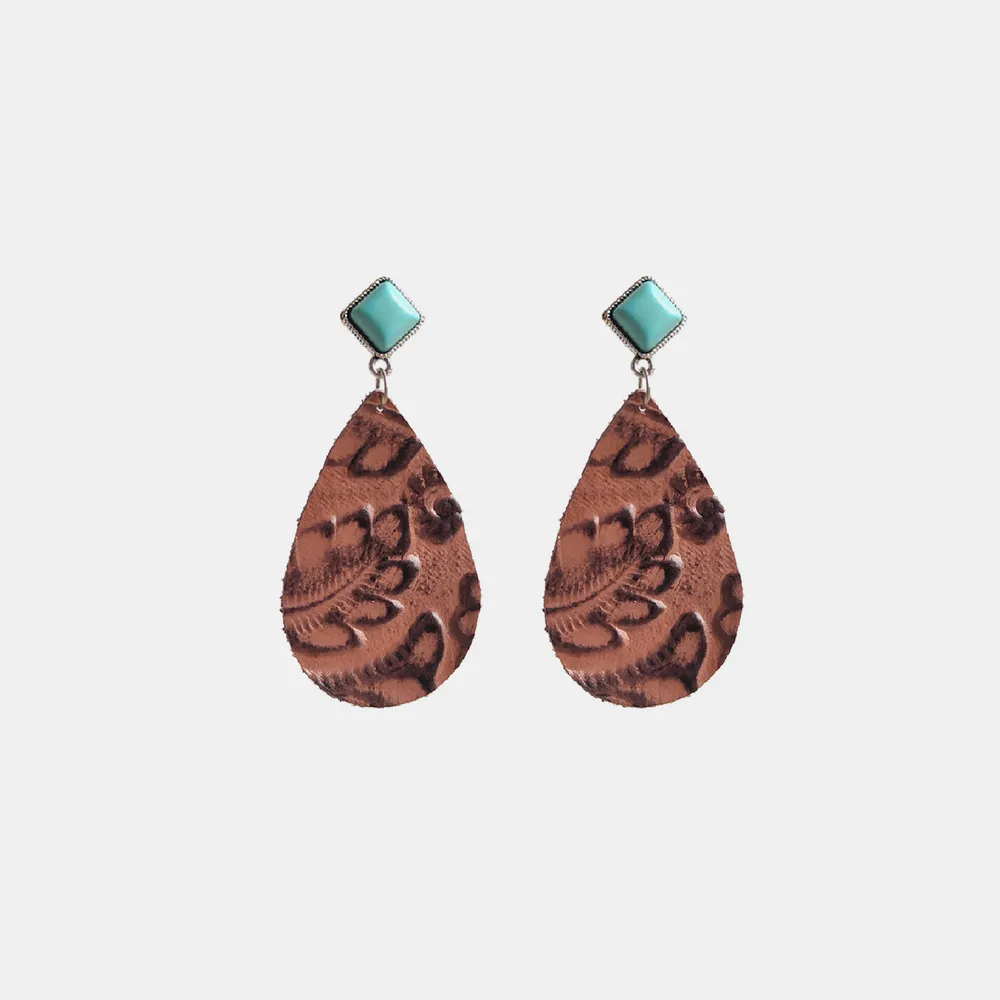 Artificial Turquoise Teardrop Earrings, image 2