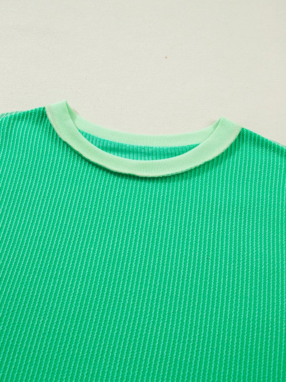 Loose Uneven Hem Twist Ribbed T Shirt, image 6