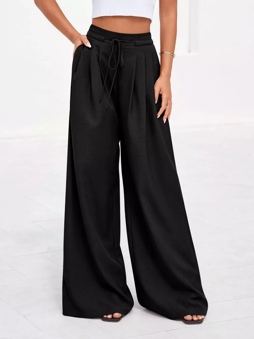 Full Size High-Waisted Wide-Leg Pleated Pants Plus Size, image 7