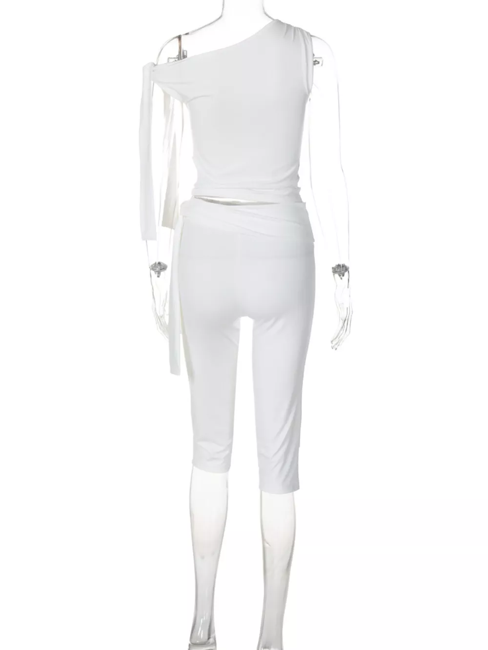 Tied One Shoulder Top and Capris Set, image 8