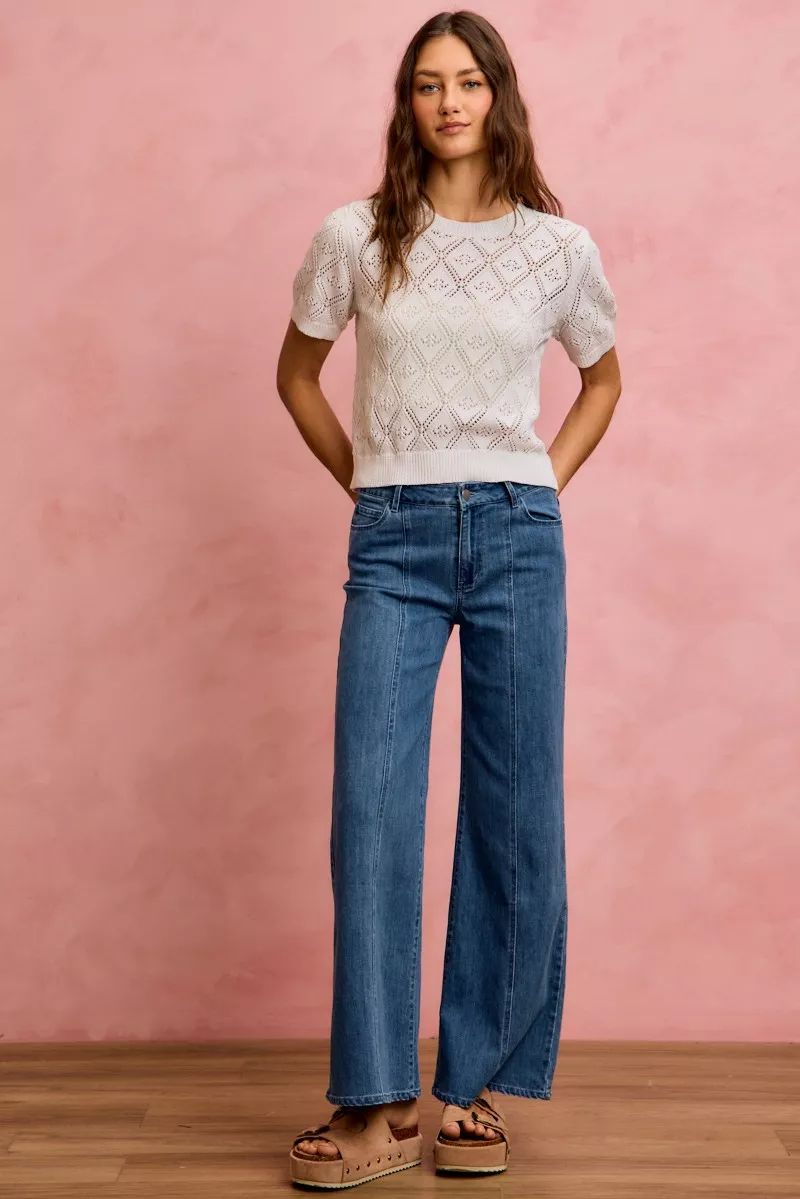 Seam Detail Mid Rise Stretch Denim Jeans, image 10