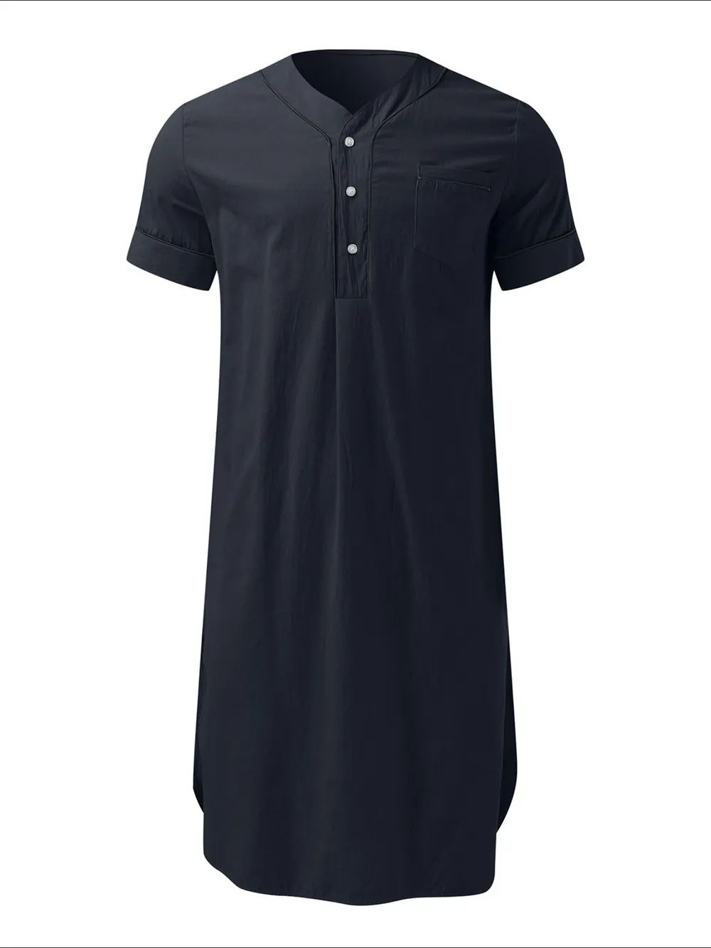 Men's Full Size Button Detail Short Sleeve Lounge Dress Plus Size, image 9
