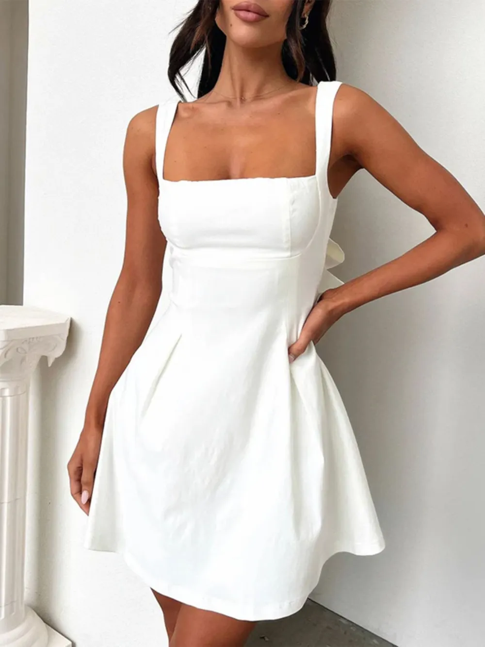Bow Back Square Neck Mini Dress, image 9