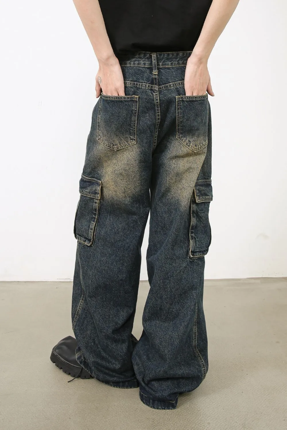 Men's Wide Leg Cargo Jeans, image 4