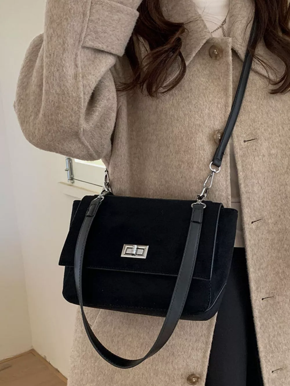 Suede Flap Crossbody Bag, image 4