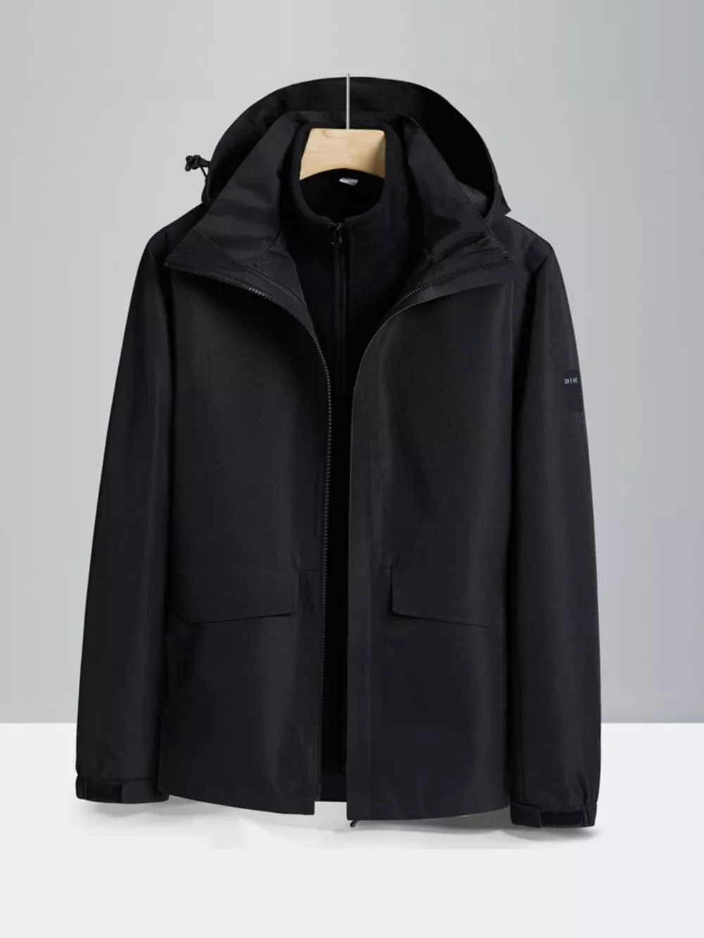 Men's Plus Size Zip Up Waterproof Hooded Jacket, image 6