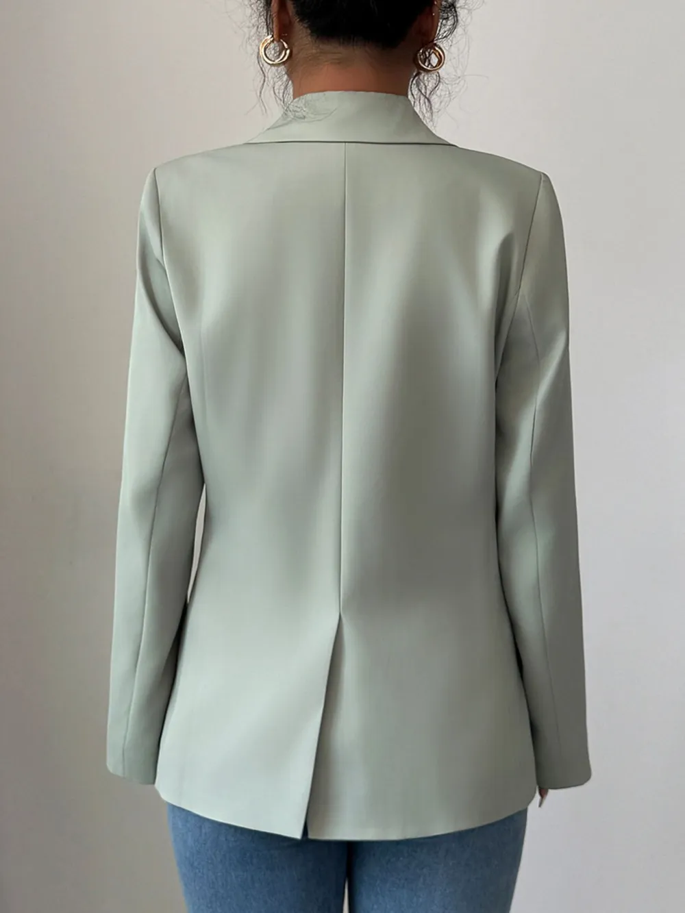 One Button Lapel Collar Blazer, image 9
