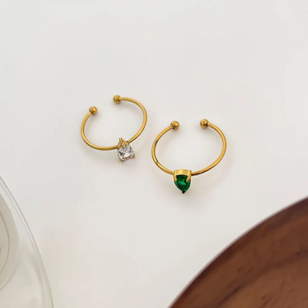 2-Piece 18K Gold-Plated Inlaid Zircon Open Ring, image 2