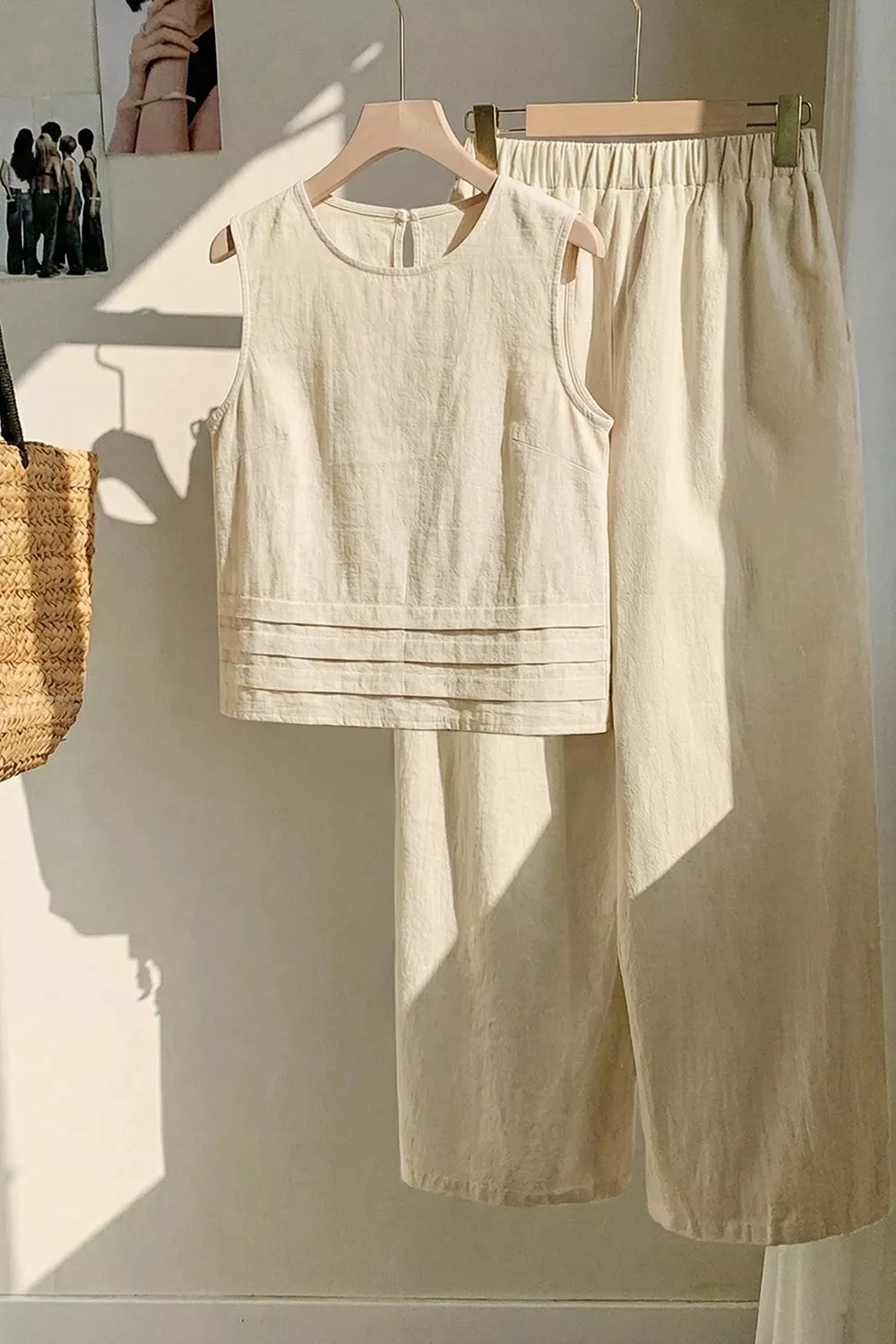 Sleeveless Top and Wide-Leg Pants Set, image 3