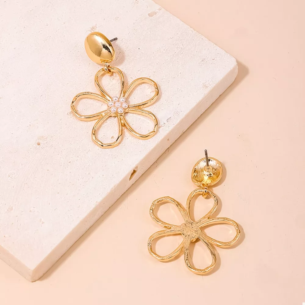 Alloy Flower Drop Earrings, image 3