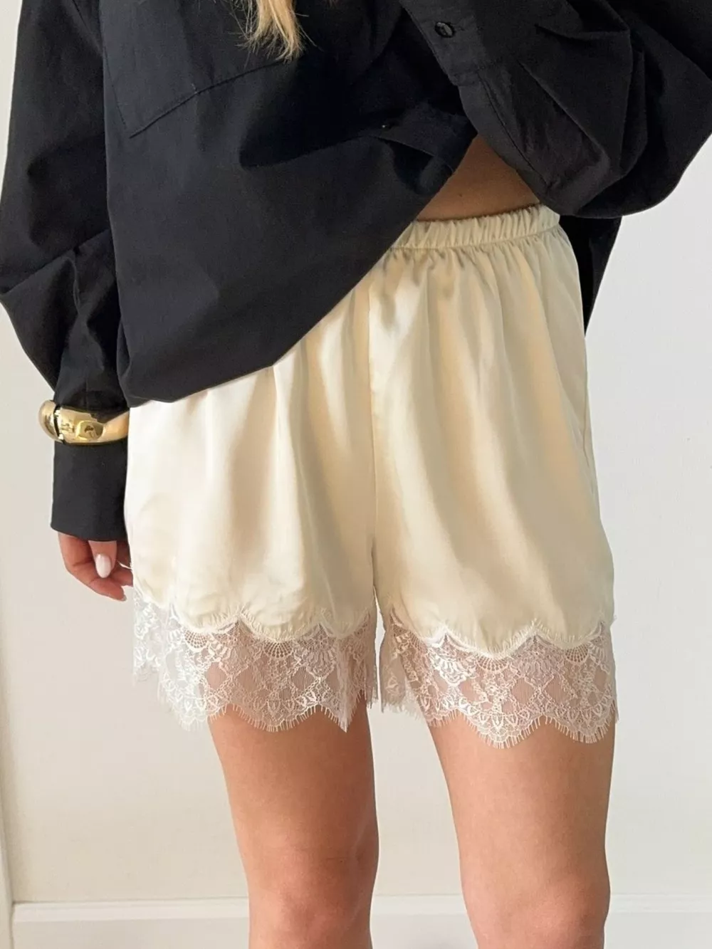 Lace Trim Elastic Waist Shorts, image 10