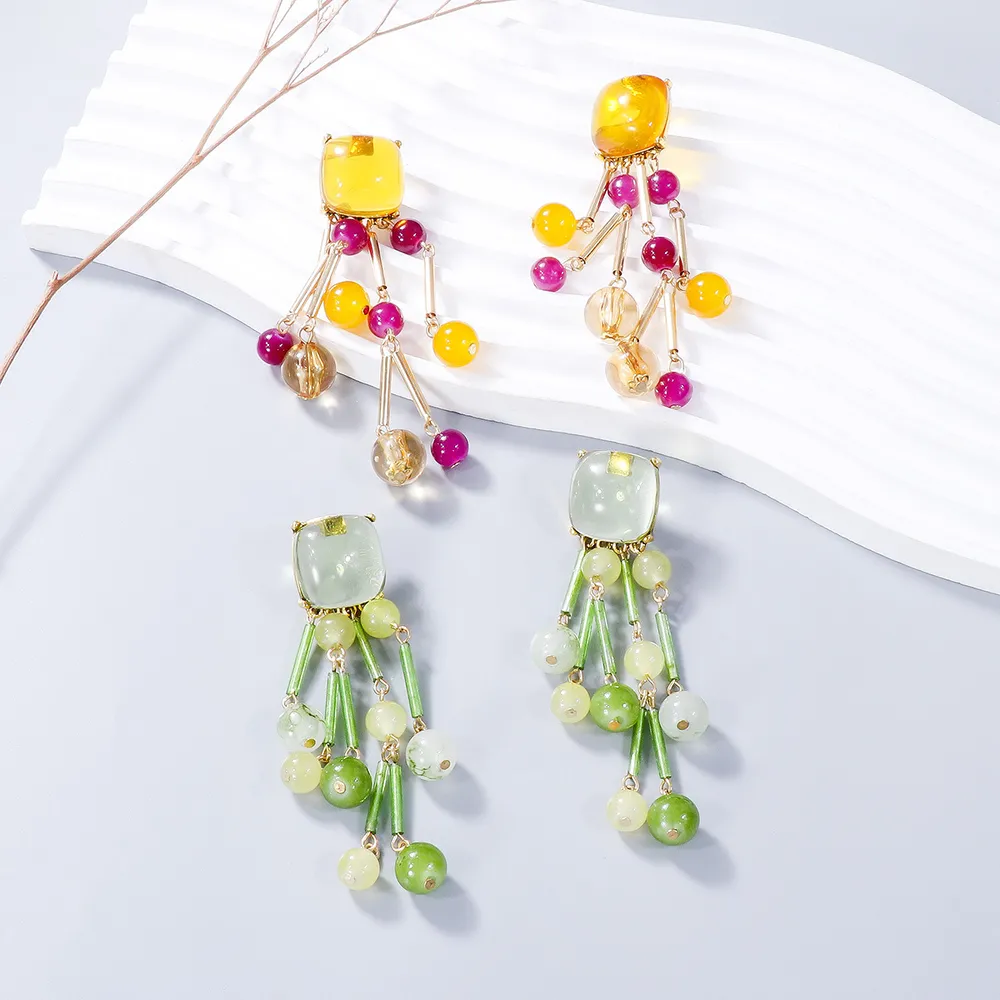 Acrylic Bead Dangle Earrings, image 2