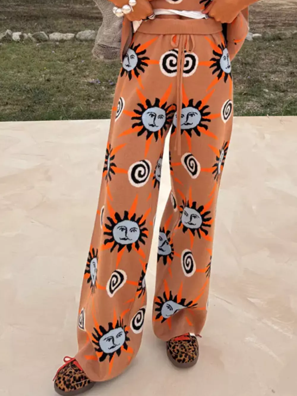 Sun Graphic Top & Cardigan and Pants 3-Piece Sweater Set, image 9