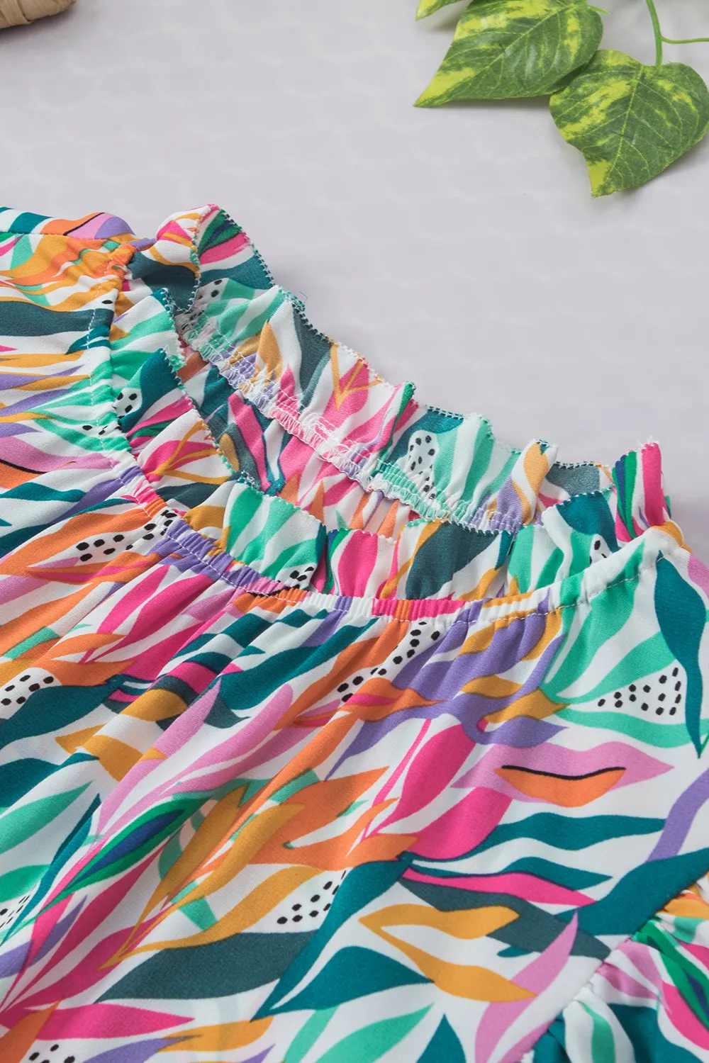 Printed Round Neck Cap Sleeve Blouse, image 6
