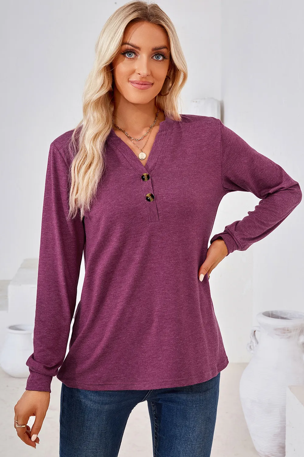 Notched Long Sleeve T-Shirt, image 21