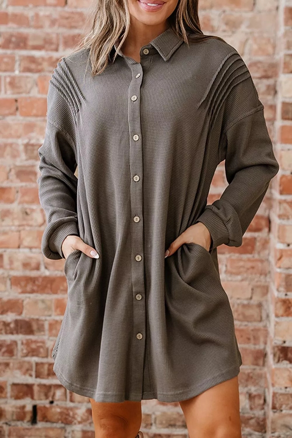 Casual Button-Down Dress with Pockets, image 6