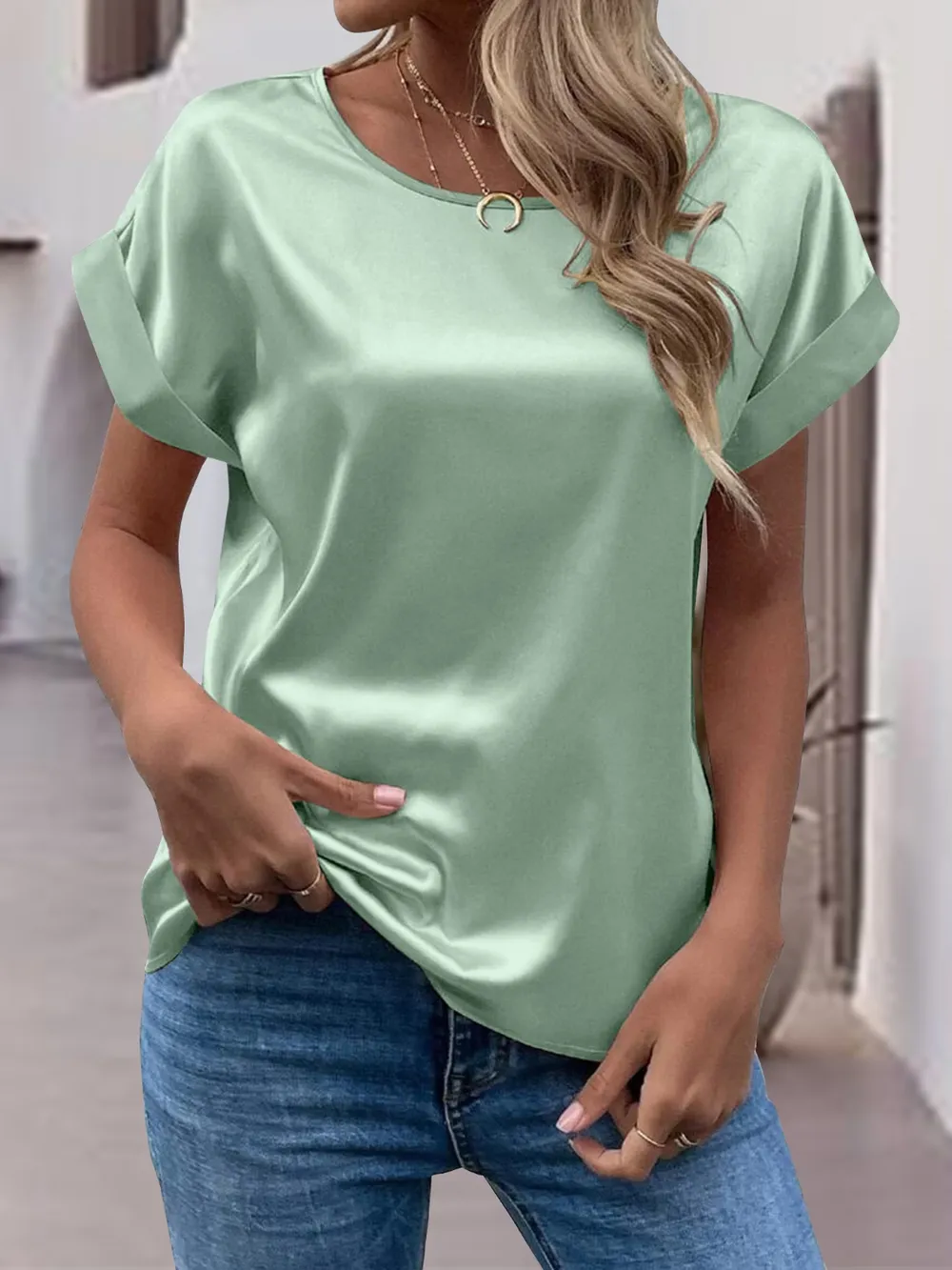 Round Neck Short Sleeve T-Shirt, image 18
