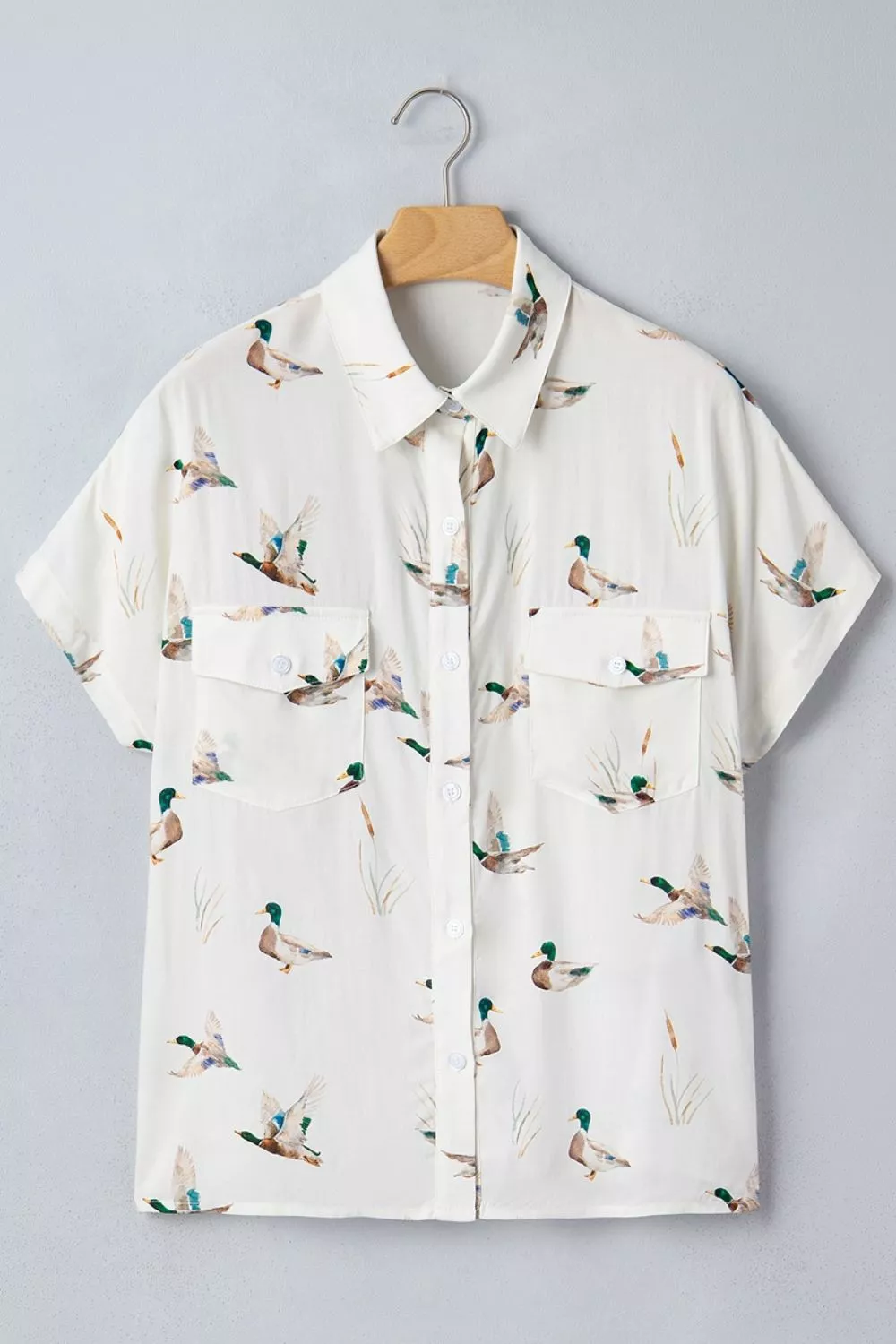 Mallard Printed Button Flap Pocket Short Sleeve Shirt, image 7