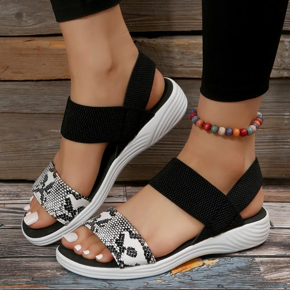 PU Leather Open Toe Low Heel Sandals, image 8
