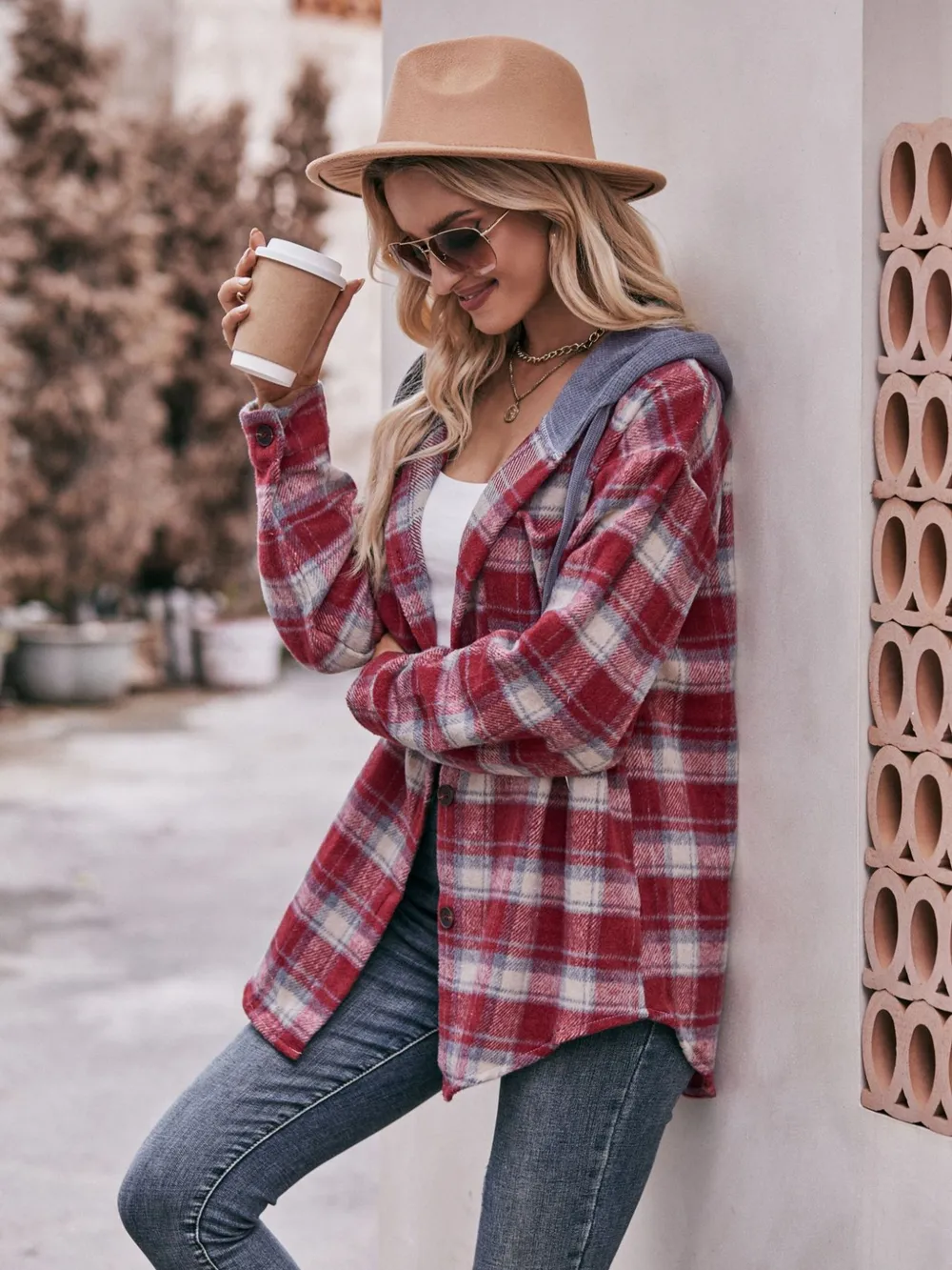 Oversized Plaid Button Up Shacket, image 8