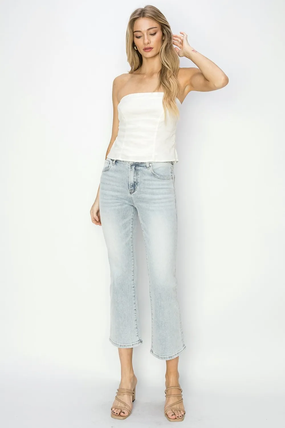 Full Size Mid Rise Cropped Flare Jeans, image 6